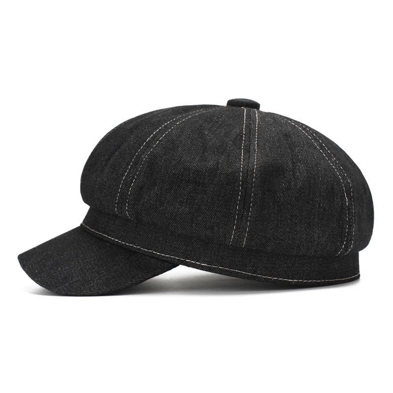 White Line Denim Newsboy Visor Beret Hat - image 1