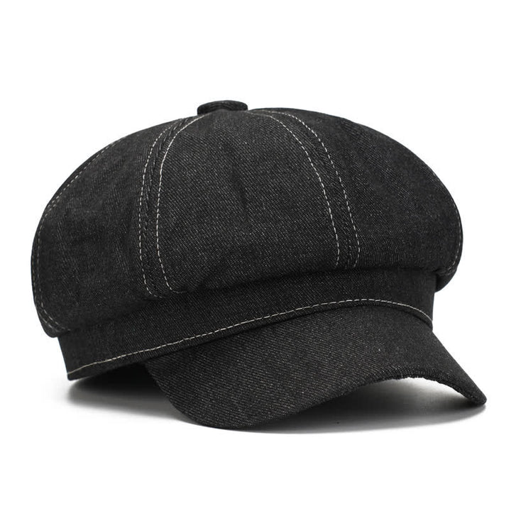 White Line Denim Newsboy Visor Beret Hat - image 2