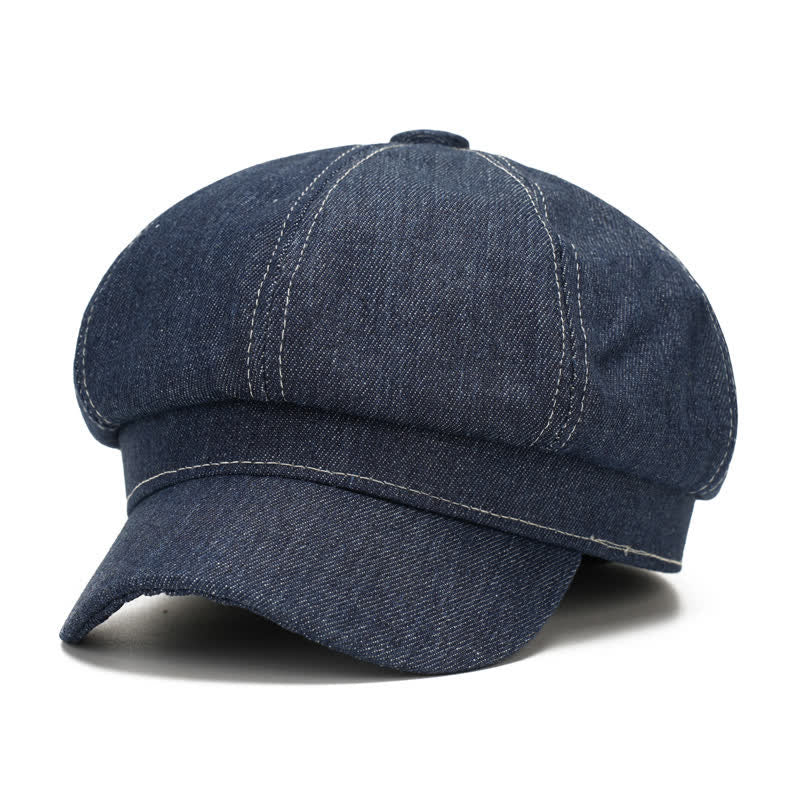 White Line Denim Newsboy Visor Beret Hat - Navy - Adjustable (20 7/8"-24 /8") - image 9