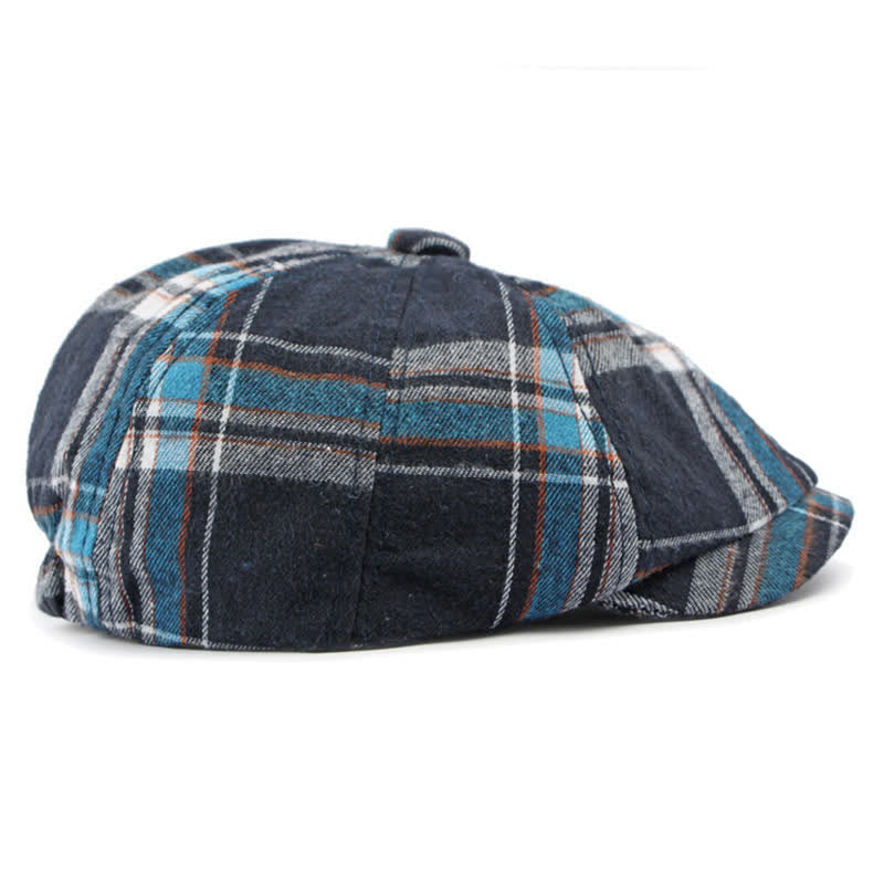 Classic Plaid Octagonal Stylish British Beret Hat