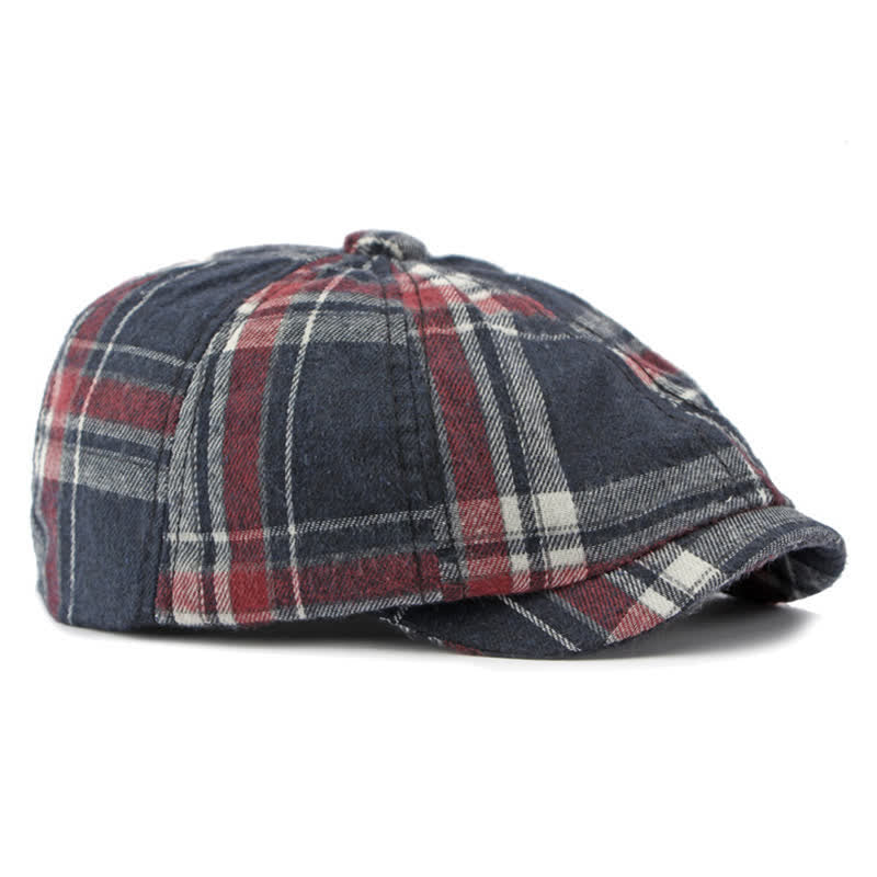 Classic Plaid Octagonal Stylish British Beret Hat