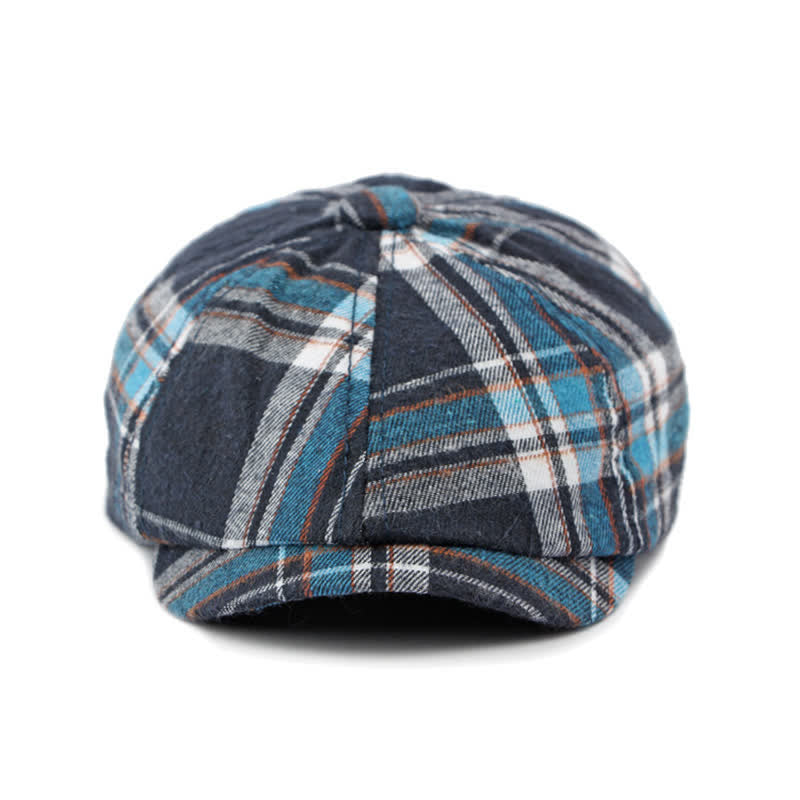 Classic Plaid Octagonal Stylish British Beret Hat