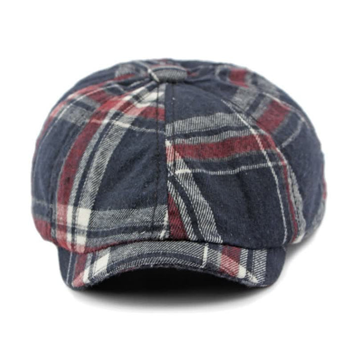 Classic Plaid Octagonal Stylish British Beret Hat