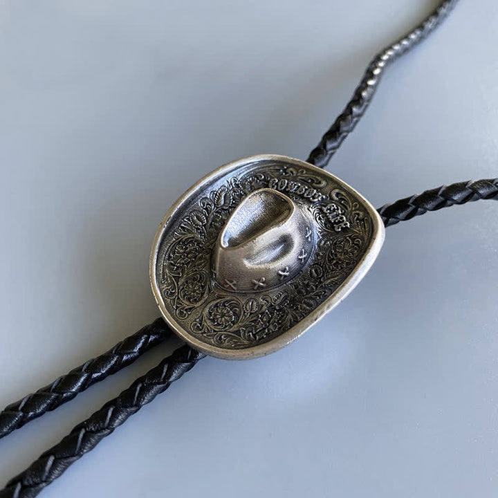 Country Cowboy Life Hat Pendant Bolo Tie