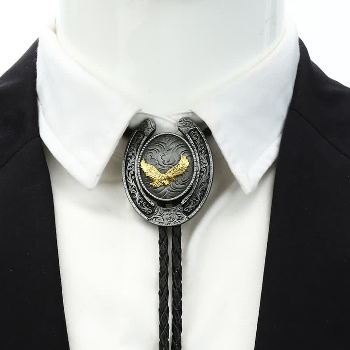 Delicate Animal Two Tone Horseshoe Shape Bolo Tie