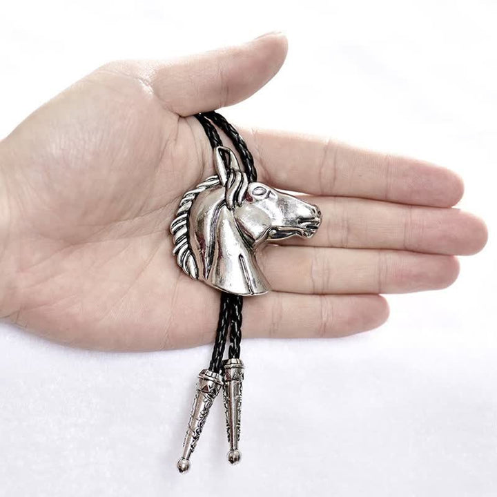 Stereoscopic Horse Head Cowboy Leather Bolo Tie