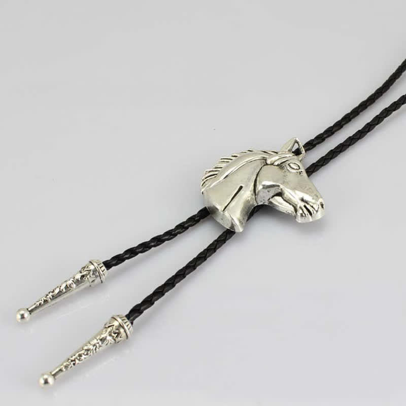 Stereoscopic Horse Head Cowboy Leather Bolo Tie