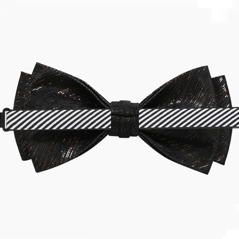 Men's Gold Striped Double Layered Bow Tie