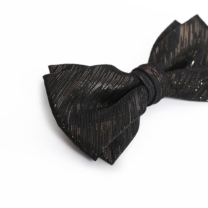 Men's Gold Striped Double Layered Bow Tie