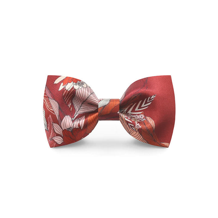 Men's Graceful Red Wave Floral Printed Bow Tie