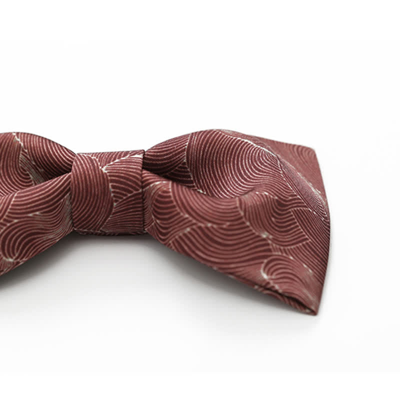 Men's Graceful Red Wave Floral Printed Bow Tie