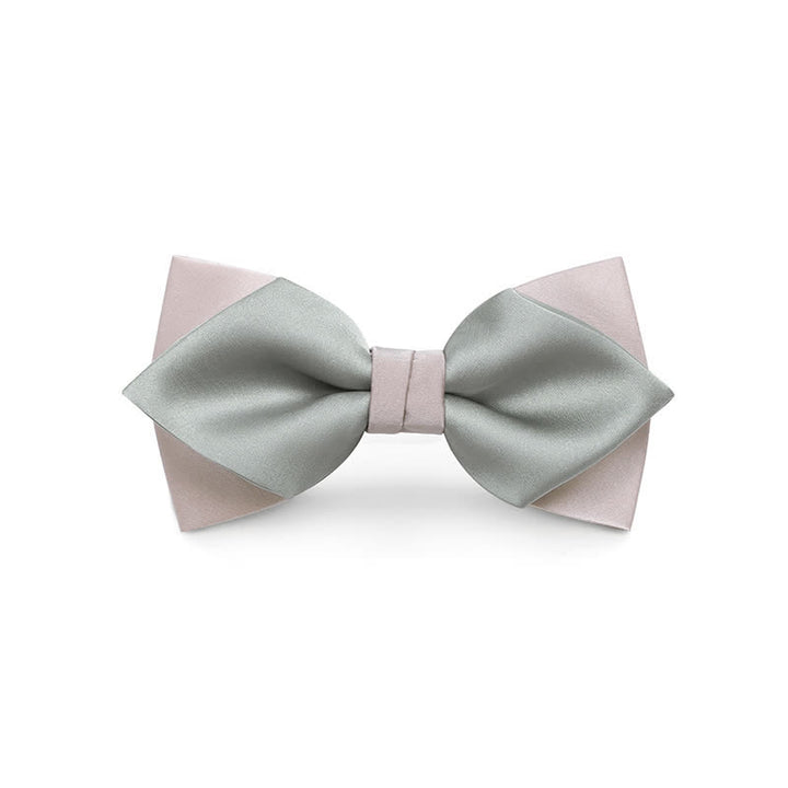 Men's Pale Color Double Layered Wedding Bow Tie