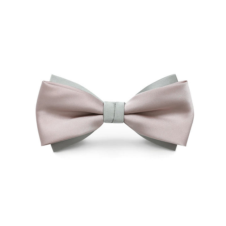 Men's Pale Color Double Layered Wedding Bow Tie