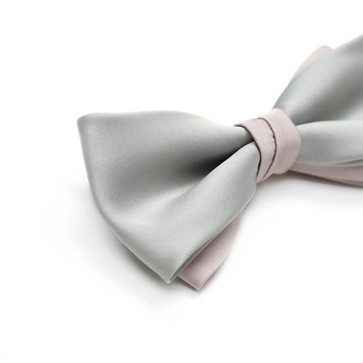 Men's Pale Color Double Layered Wedding Bow Tie