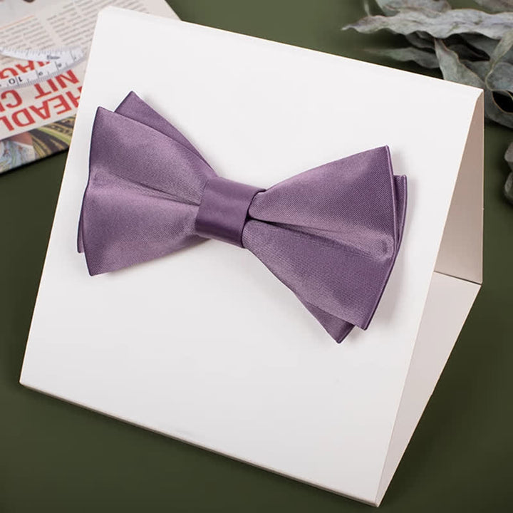 Men's Purple Mercerized Solid Color Bow Tie