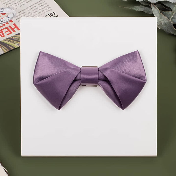 Men's Purple Mercerized Solid Color Bow Tie