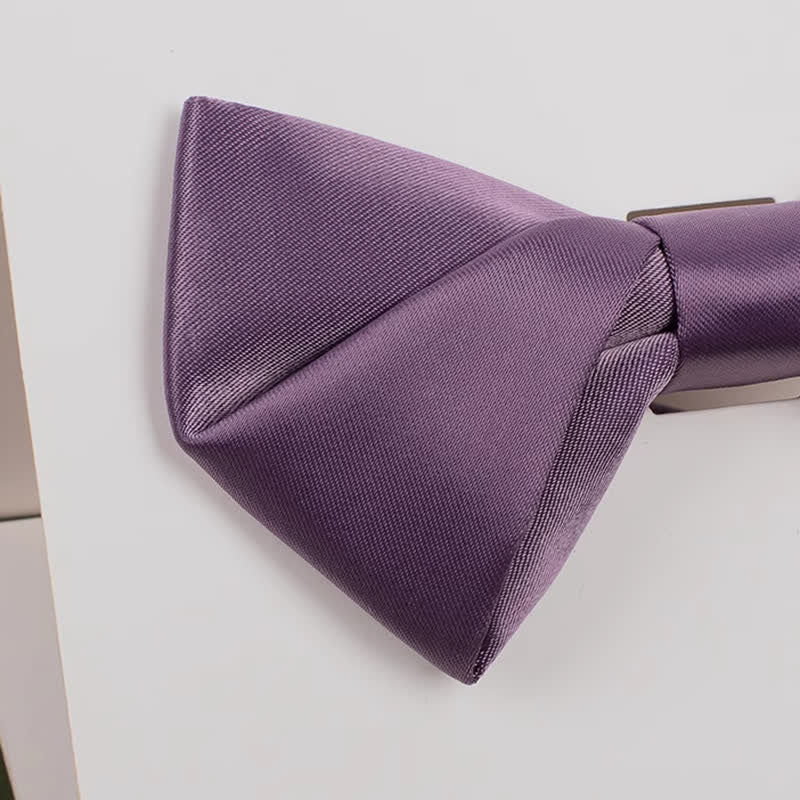 Men's Purple Mercerized Solid Color Bow Tie