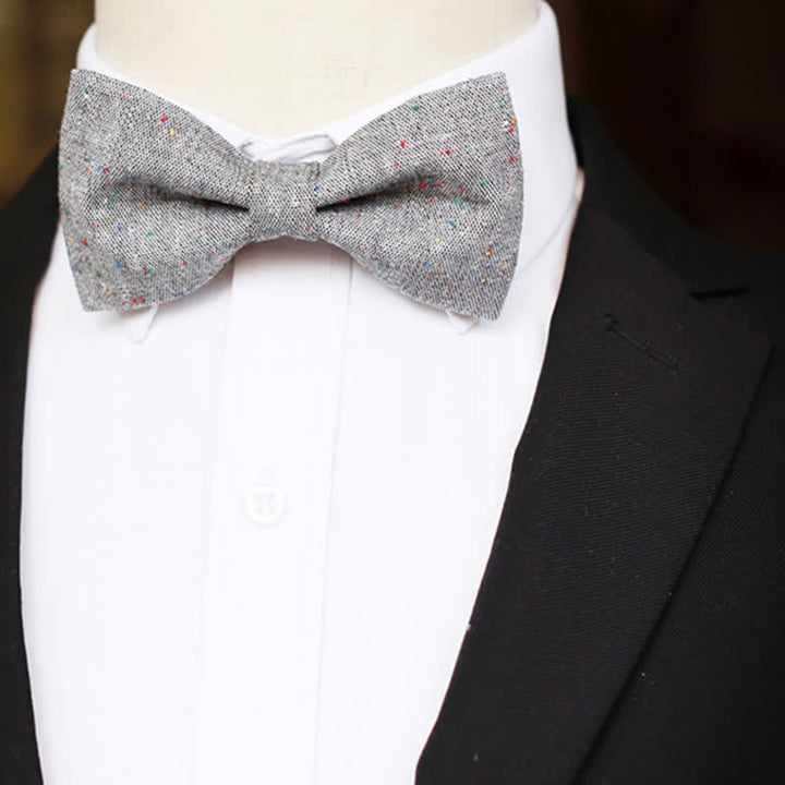 Men's Gray Palette Colorful Dots Linen Bow Tie