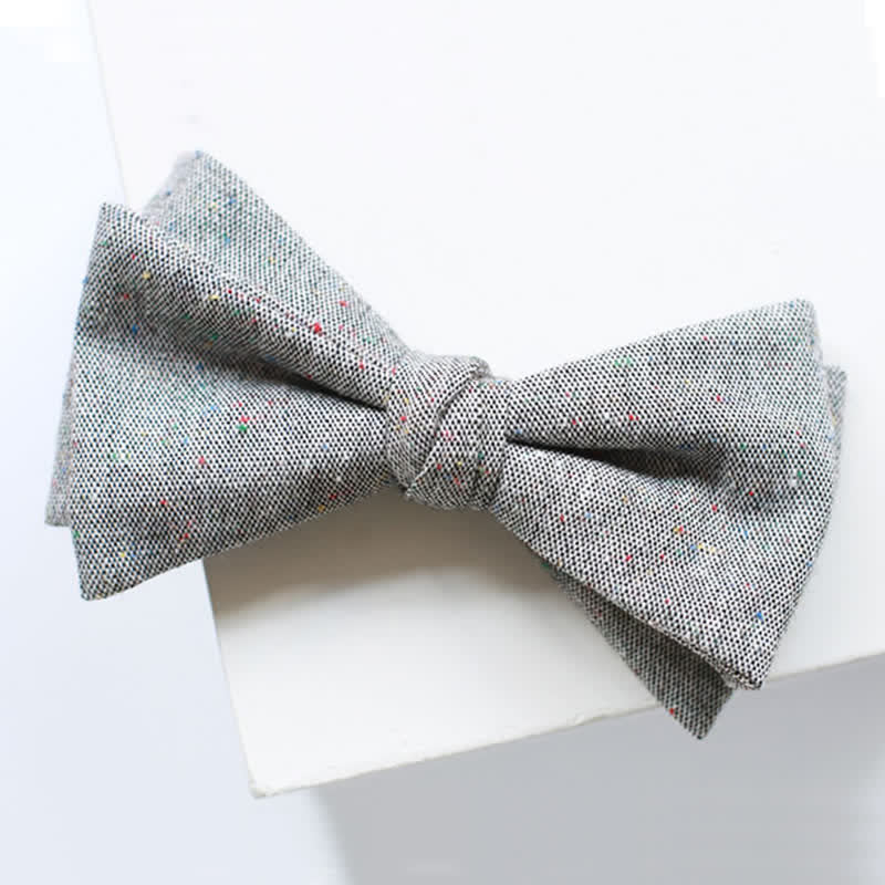 Men's Gray Palette Colorful Dots Linen Bow Tie