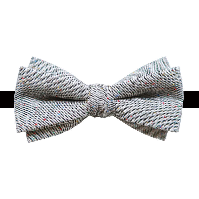 Men's Gray Palette Colorful Dots Linen Bow Tie