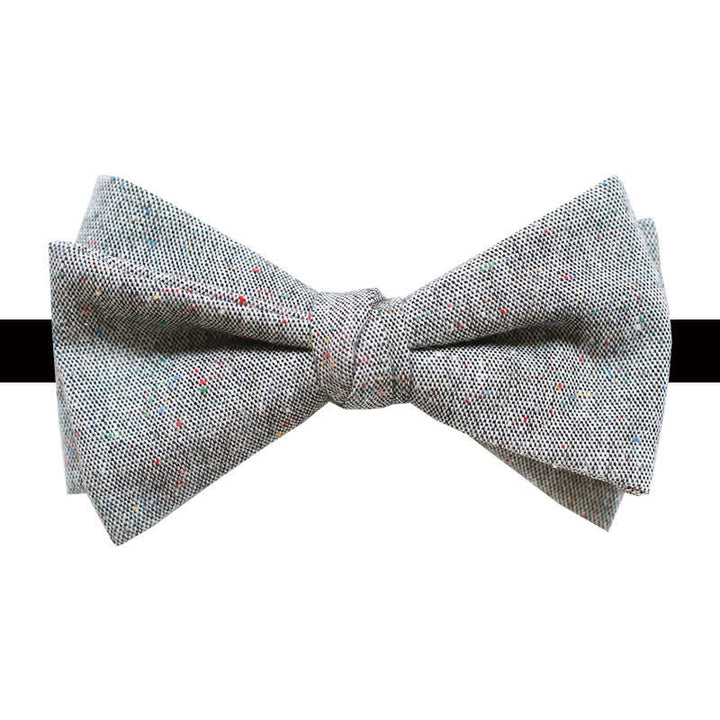 Men's Gray Palette Colorful Dots Linen Bow Tie