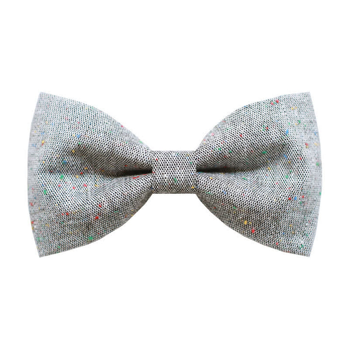 Men's Gray Palette Colorful Dots Linen Bow Tie