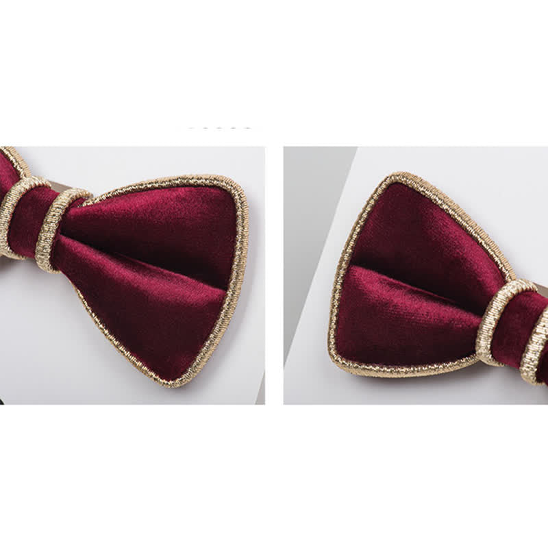 Men's Velvet Decorative Bling Edge Bow Tie