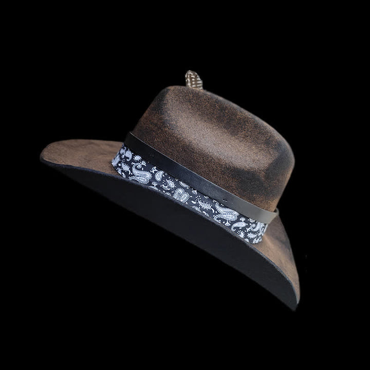 Rock Star Paisley Feather Wool Cowboy Hat