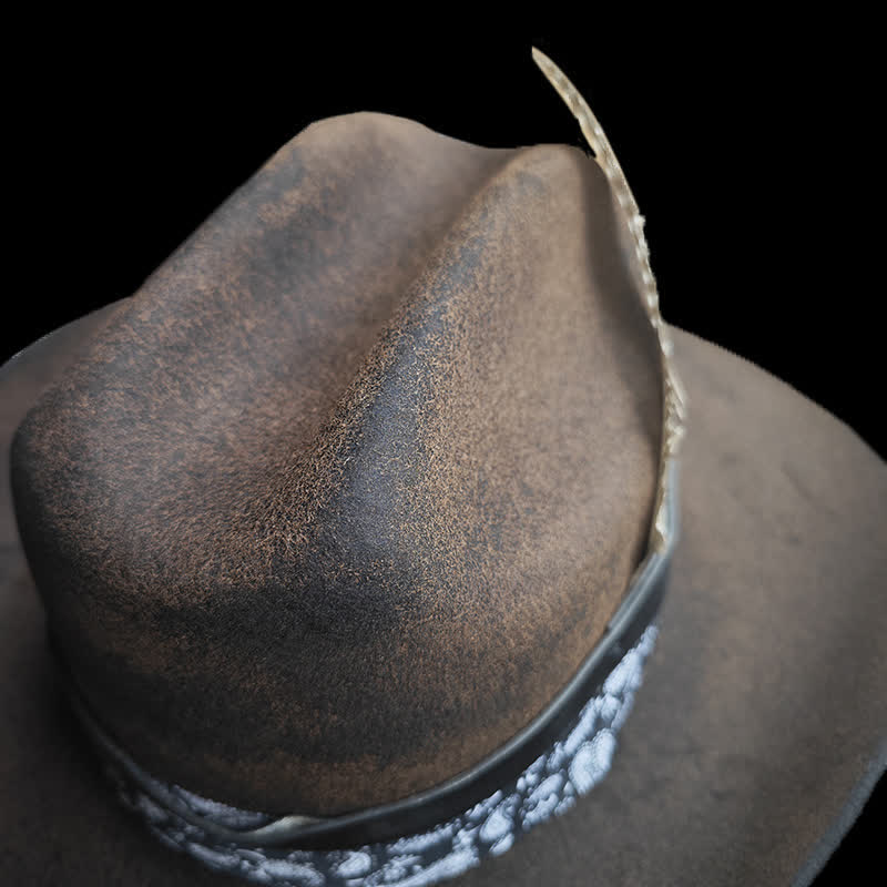 Rock Star Paisley Feather Wool Cowboy Hat