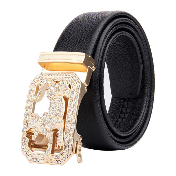 Men's Golden Animal Automatic Buckle Leather Belt