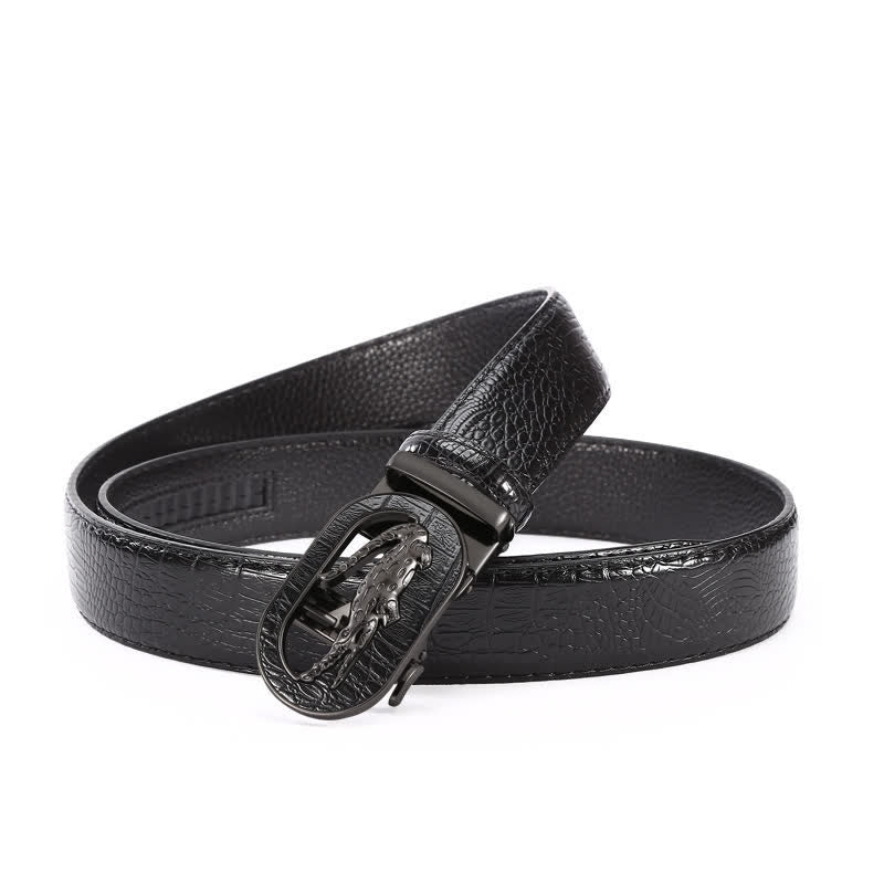 Men's Hollow Out Crocodile Automatic Buckle Leather Belt