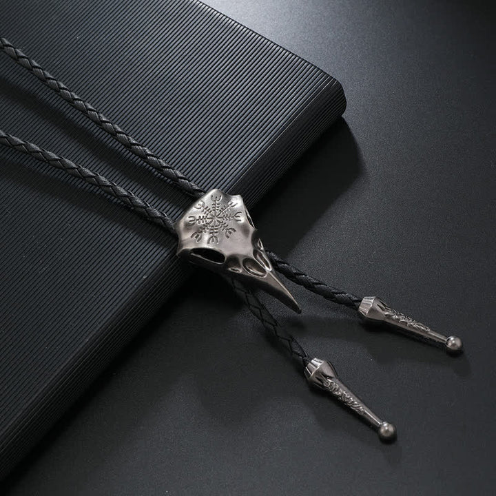 Viking Long-Billed Bird Skull Pendant Bolo Tie - Antique Silver - image 4
