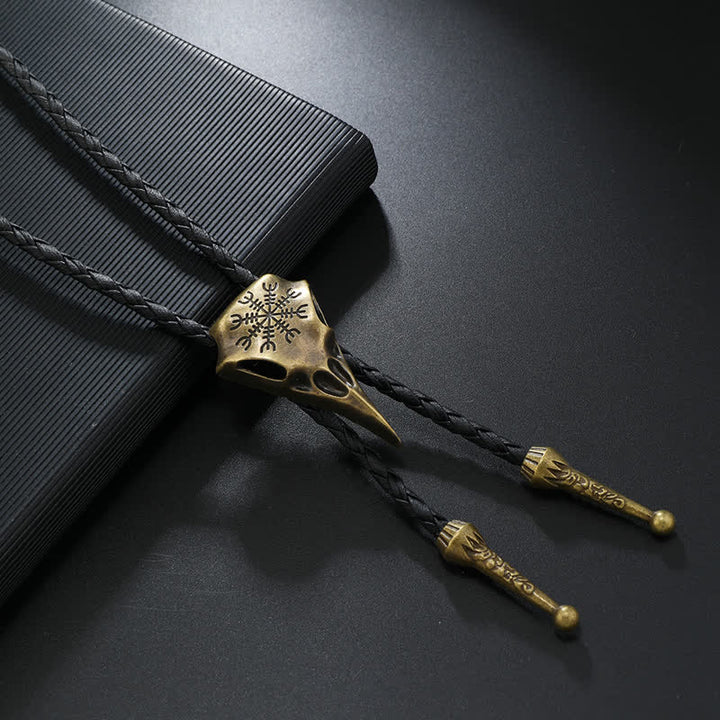 Viking Long-Billed Bird Skull Pendant Bolo Tie