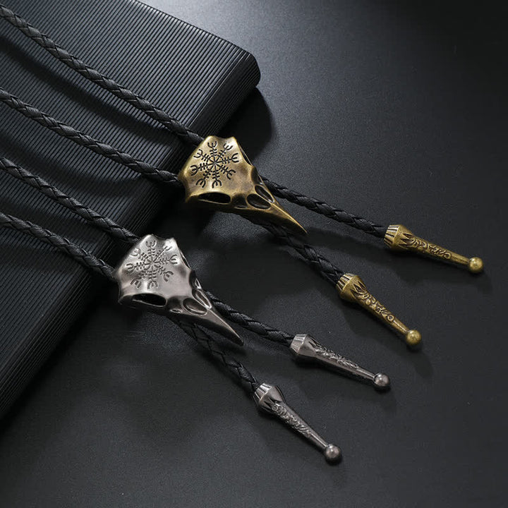 Viking Long-Billed Bird Skull Pendant Bolo Tie - image 0