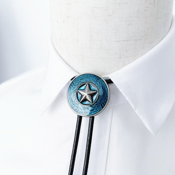 Stylish Five-Pointed Star Blue Glaze Bolo Tie