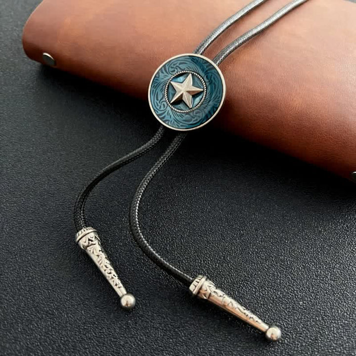 Stylish Five-Pointed Star Blue Glaze Bolo Tie