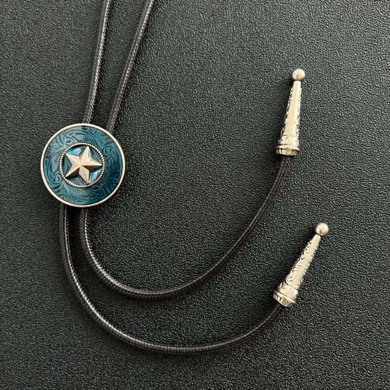 Stylish Five-Pointed Star Blue Glaze Bolo Tie