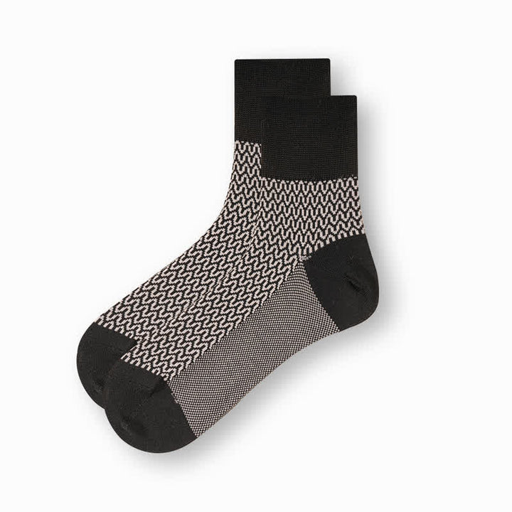 Men's Casual Black & White Mercerized Cotton Socks