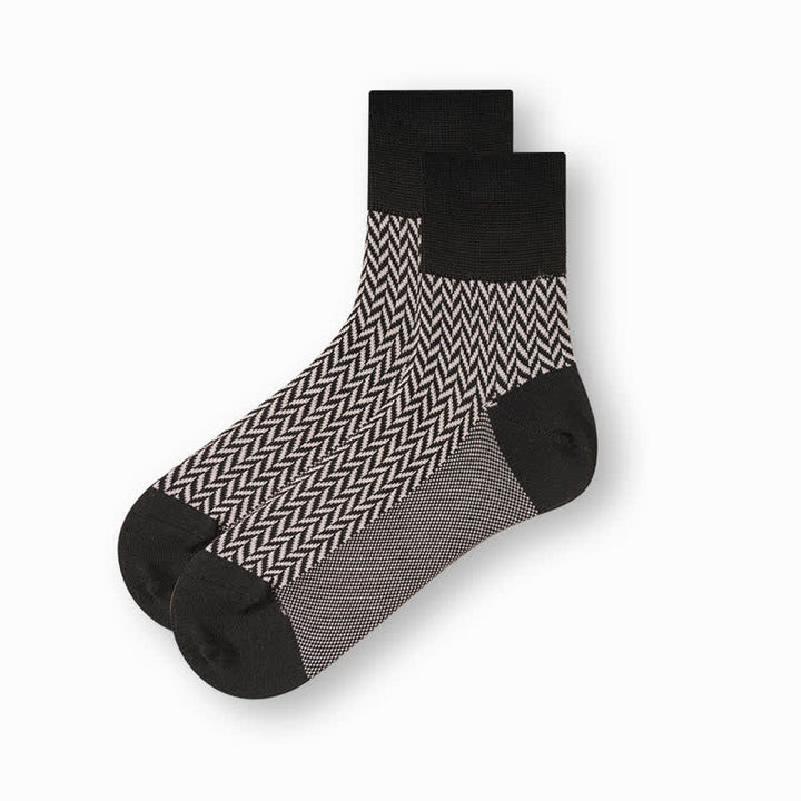 Men's Casual Black & White Mercerized Cotton Socks