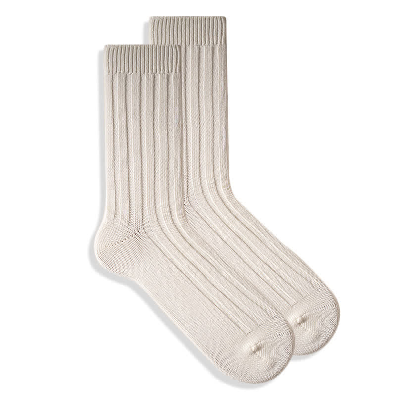 Men's Finely Ribbed Solid Color Cotton Socks