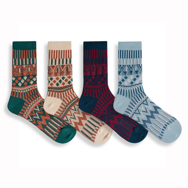 Colored Tribal-Like Pattern Cotton Socks