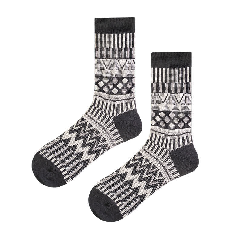 Colored Tribal-Like Pattern Cotton Socks