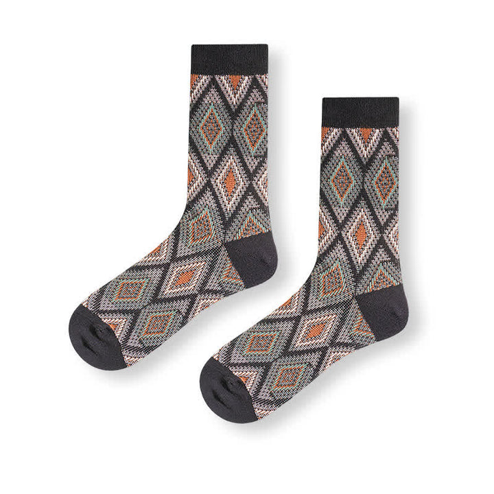 Trendy Funny Mosaic Diamond Cotton Socks