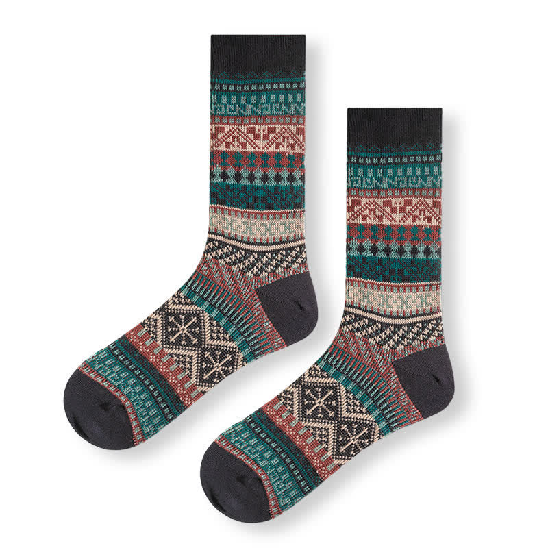 Vintage Tribal Geometric Patterns Cotton Socks