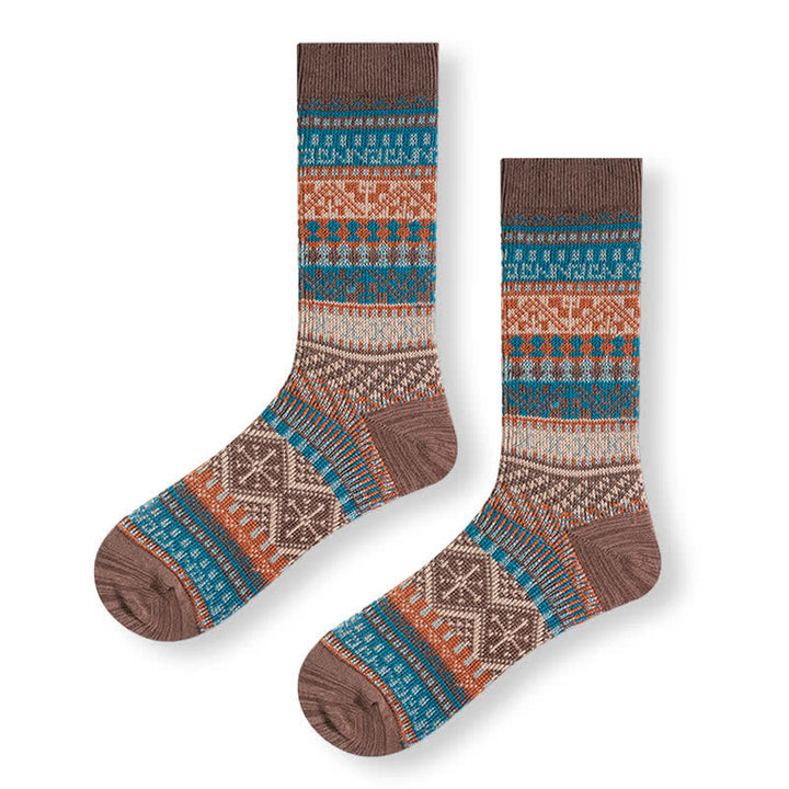 Vintage Tribal Geometric Patterns Cotton Socks