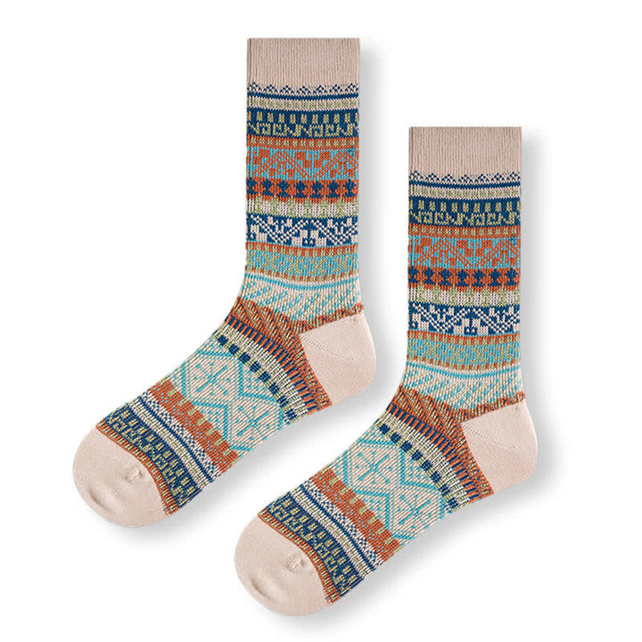 Vintage Tribal Geometric Patterns Cotton Socks