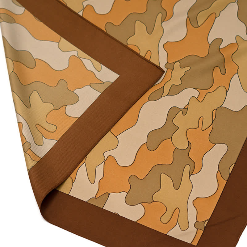 Camouflage Pattern Square Scarf with Scarf Buckle