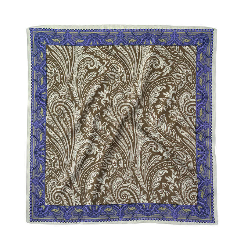 Exotic Paisley Printed Square Scarf with Scarf Buckle