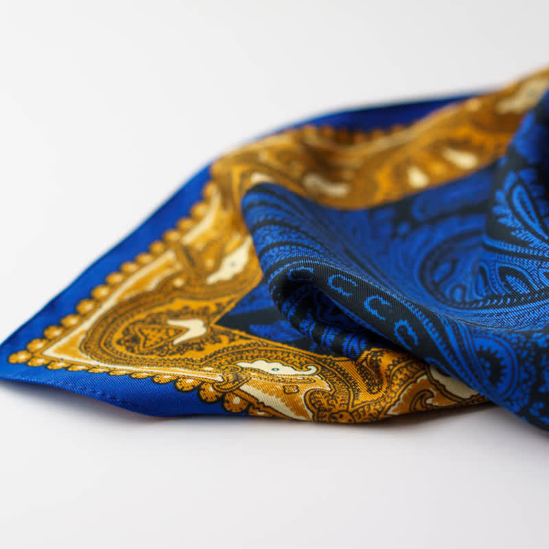 Exotic Paisley Printed Square Scarf with Scarf Buckle