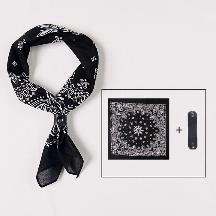 Fasion Paisley Printed Square Scarf with Scarf Buckle